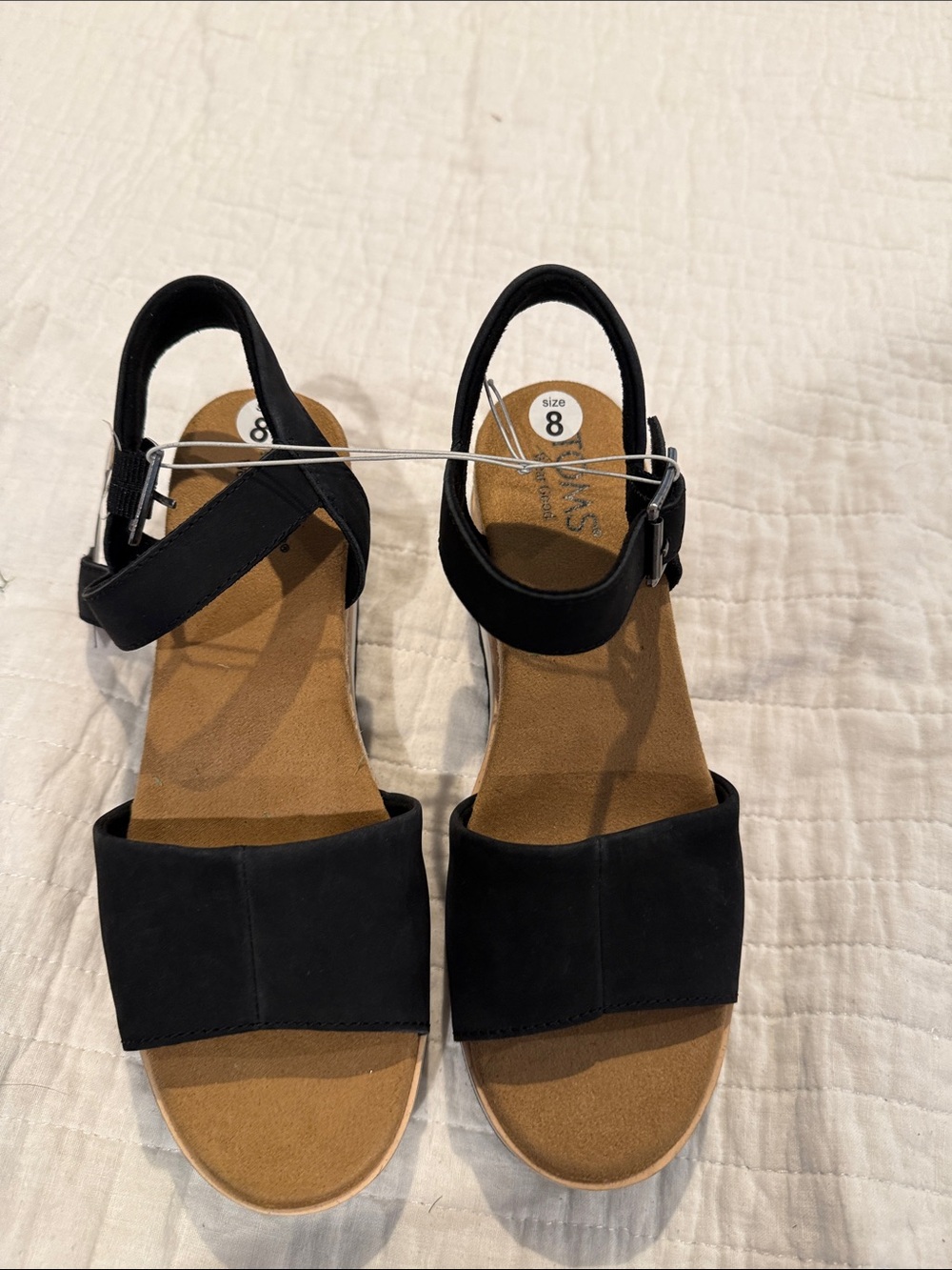 Toms Cute Black Ankle-Strap Open-Toe Sandals